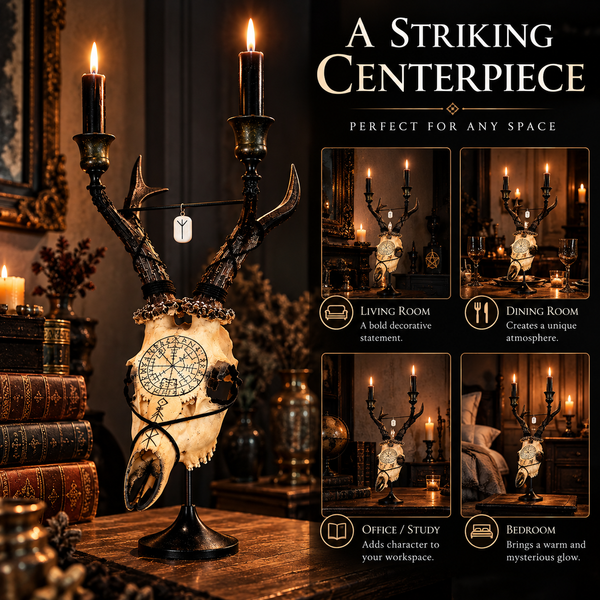 Noxen Rune Skull Candelabra